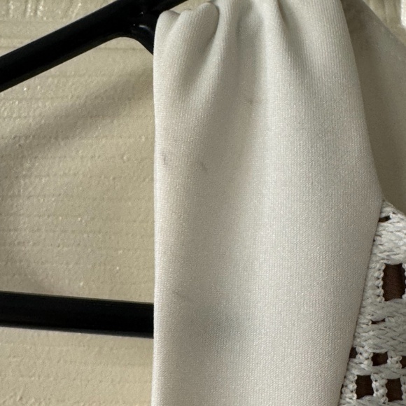 NWT Anne Klein White and Tan Geometric Lace Midi Dress - Picture 5 of 5